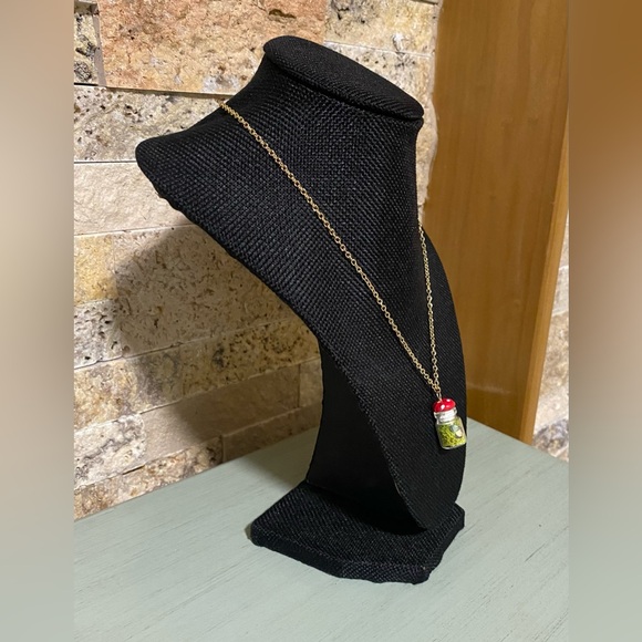 🍄🍃🦋Cottagecore Amanita Mushroom Butterfly Glass Vial Necklace - Picture 4 of 4